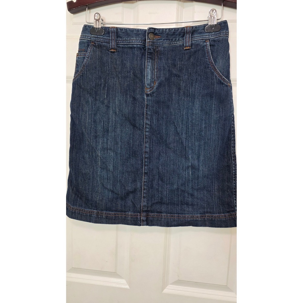 Eddie Bauer Denim Mini Skirt Womens 2 Dark Wash Stretch Cotton Jean Skirt